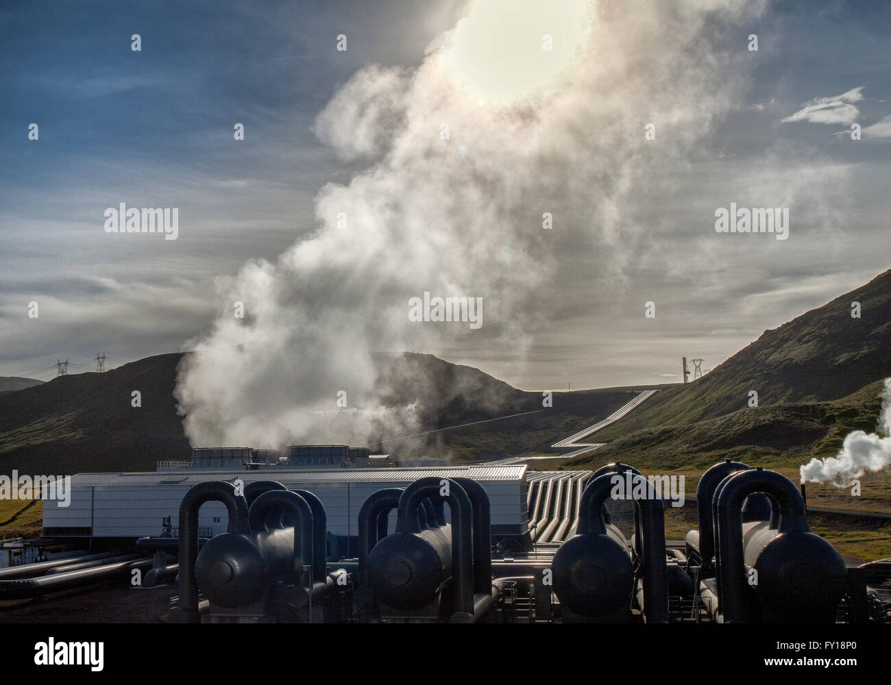 August 4, 2015 - The Hellisheidi Geothermal Power Plant in Hengill ...