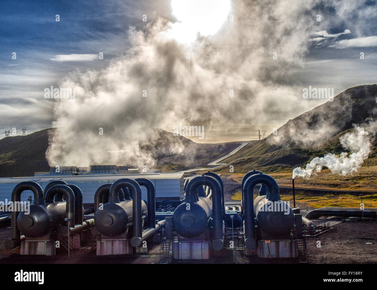 August 4, 2015 - The Hellisheidi Geothermal Power Plant in Hengill ...
