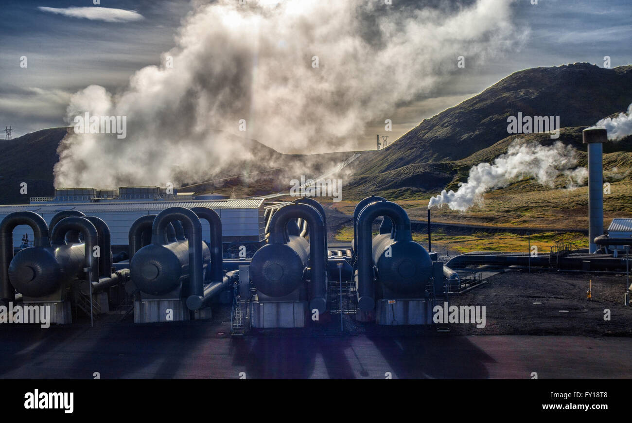 August 4, 2015 - The Hellisheidi Geothermal Power Plant in Hengill ...