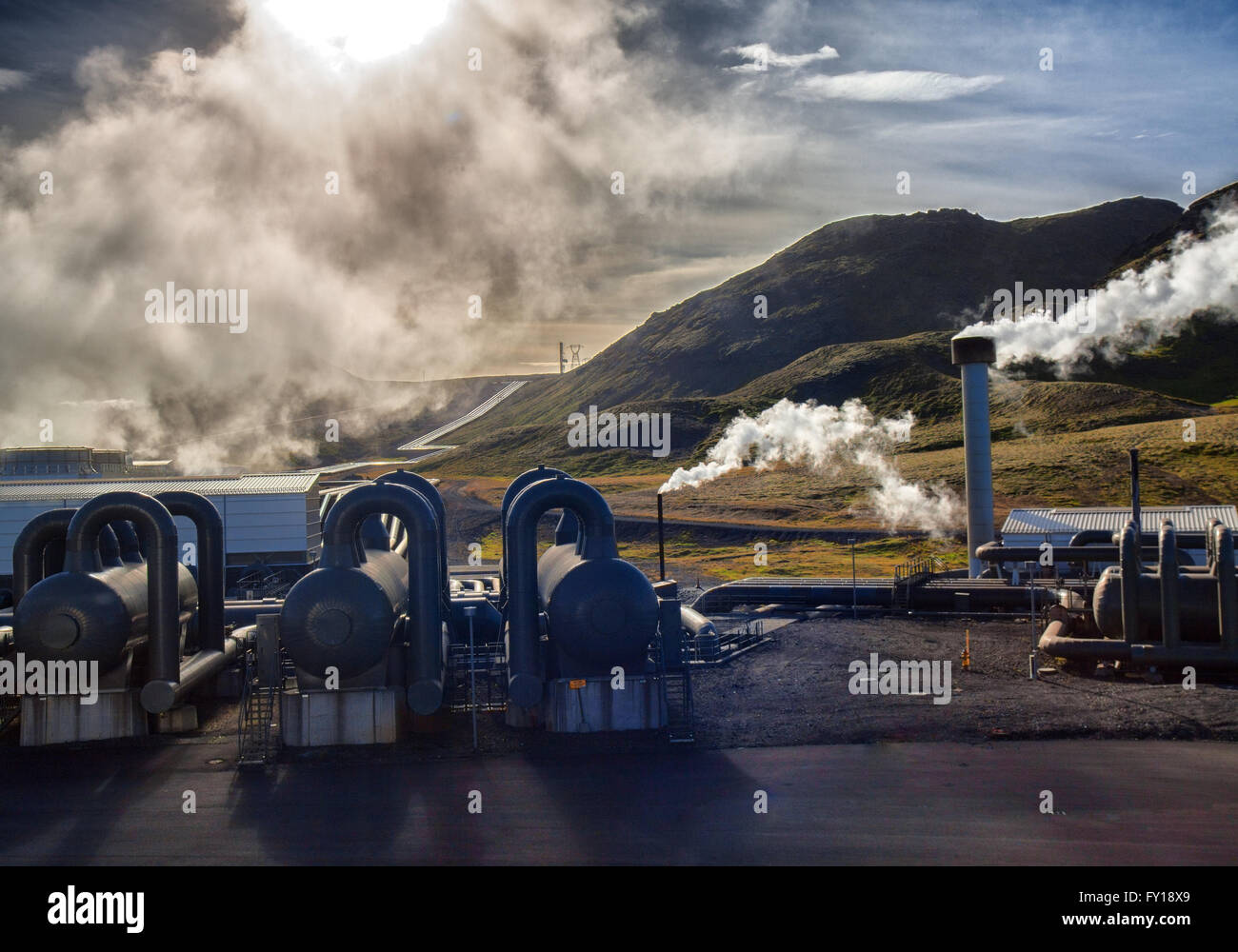 August 4, 2015 - The Hellisheidi Geothermal Power Plant in Hengill ...