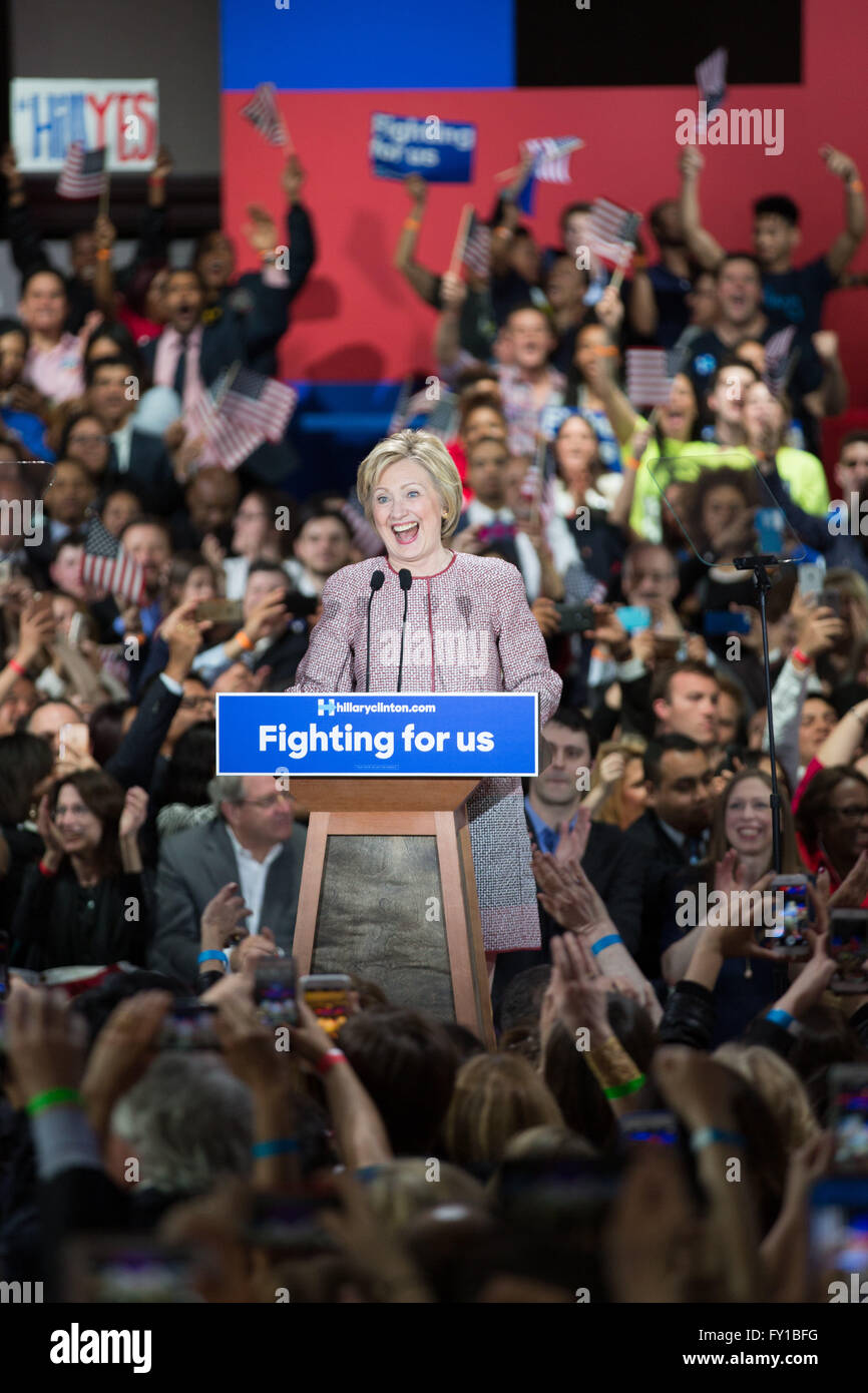 New York, USA. 19th April, 2016. HILLARY CLINTON at the Hillary for New ...