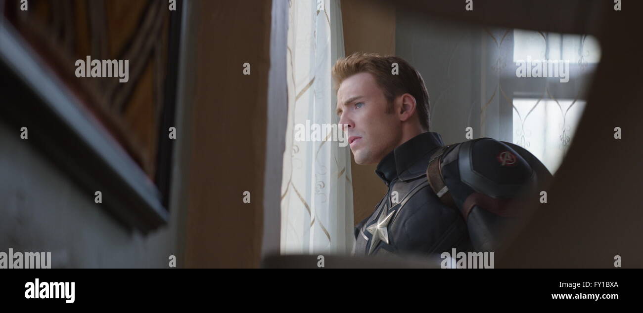 RELEASE DATE: May 6, 2016 TITLE: Captain America: Civil War STUDIO: Marvel Pictures DIRECTOR: Anthony Russo, Joe Russo PLOT: Political interference in the Avengers' activities causes a rift between former allies Captain America and Iron Man PICTURED: Chris Evans, Robert Downey Jr., Scarlett Johansson (Credit Image: c MarvelEntertainment Pictures/) Stock Photo