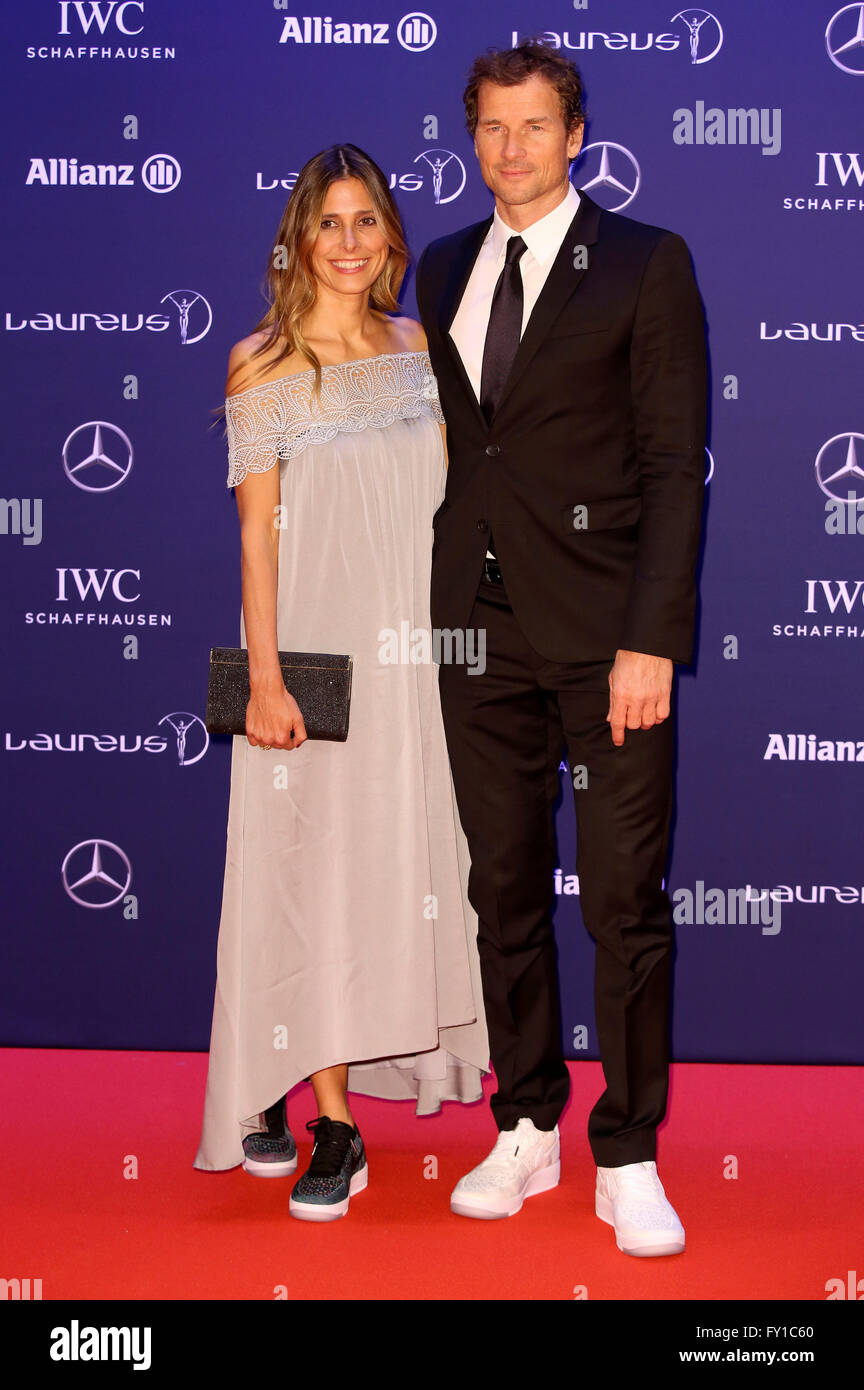 Berlin, Germany. 18th Apr, 2016. Jens Lehmann and wife Conny Lehmann attending the 17th Laureus World Sports Awards 2016 at Messe Berlin on April 18, 2016 in Berlin, Germany. © dpa/Alamy Live News Stock Photo