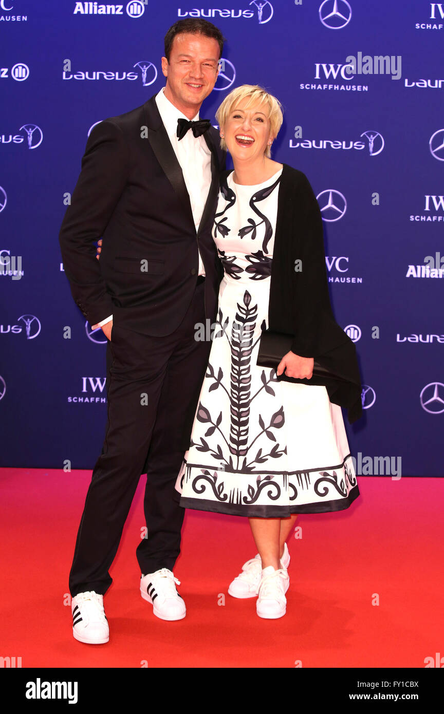 Berlin, Germany. 18th Apr, 2016. Fredi Bobic and wife Britta Bobic