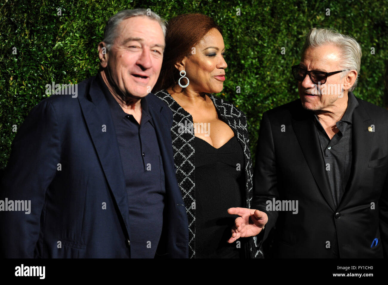 New York City. 18th Apr, 2016. Robert De Niro, Grace Hightower, Harvey Keitel and Daphna Kastner attend the 11th Annual Chanel Tribeca Film Festival Artists Dinner at Balthazar on April 18, 2016 in New York City. © dpa/Alamy Live News Stock Photo