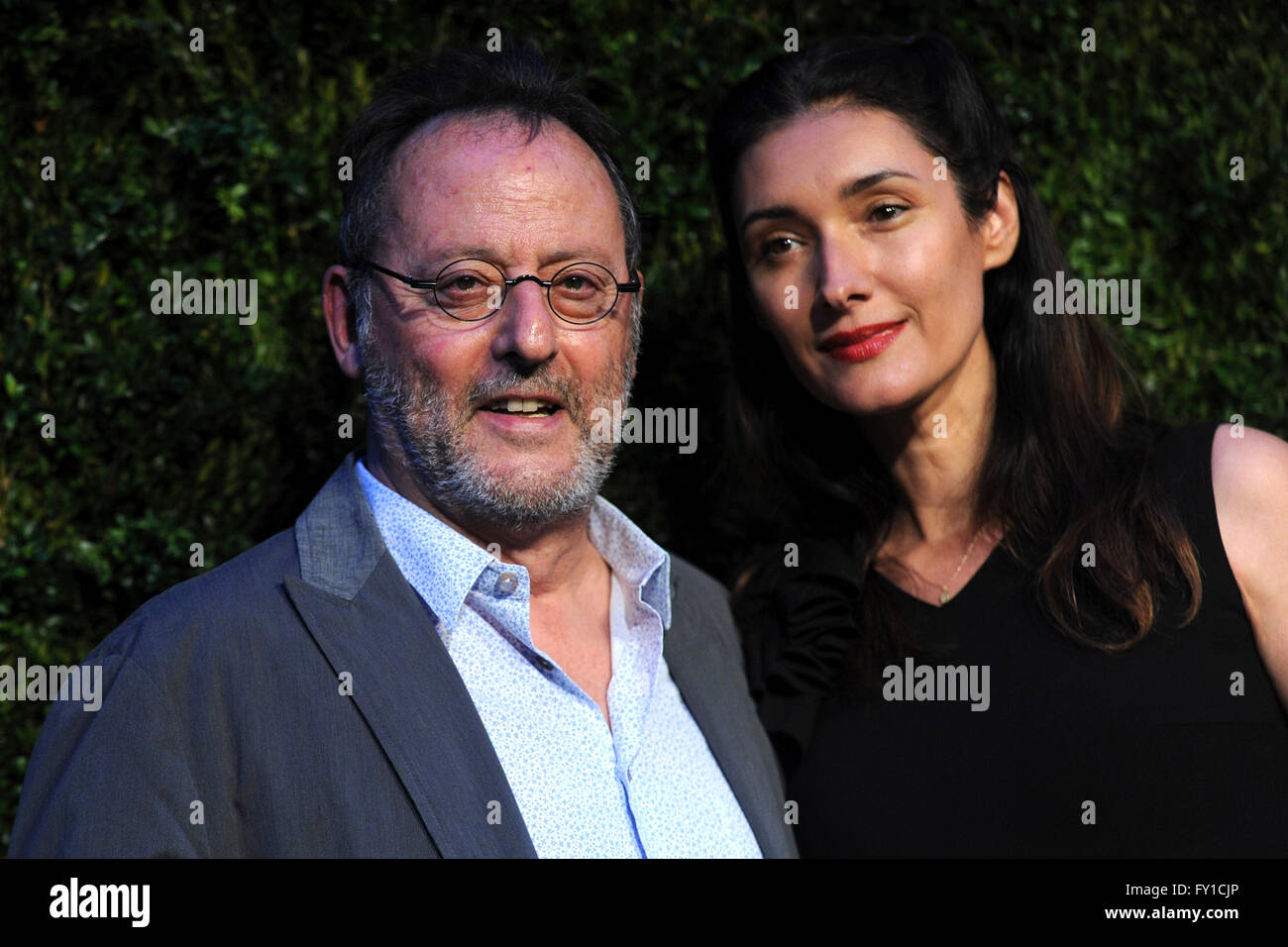 New York City. 18th Apr, 2016. Jean Reno and Nathalie Dyszkiewicz attend the 11th Annual Chanel Tribeca Film Festival Artists Dinner at Balthazar on April 18, 2016 in New York City. © dpa/Alamy Live News Stock Photo