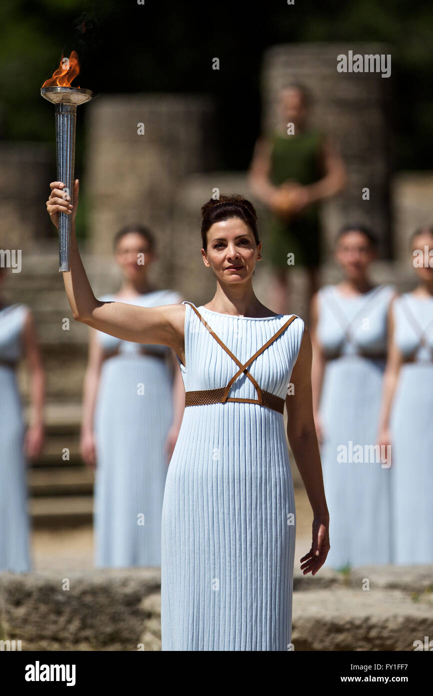 Olympia, Greece. 20th Apr, 2016. Greek actress Katerina Lehou Stock