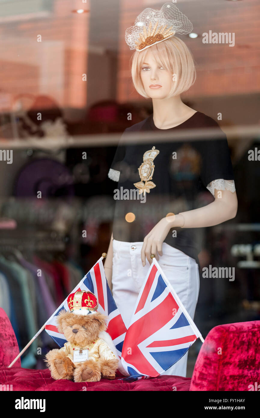 Windsor, UK. 20 April 2016. Shops in the town centre of Windsor