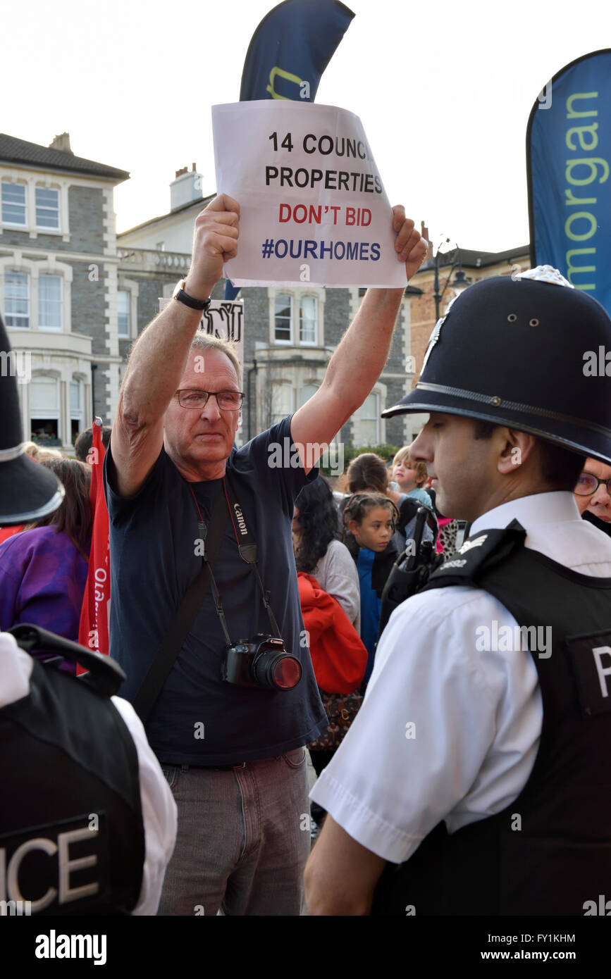 Bristol, UK. 20th Apr, 2016. Protest of Bristol Council Owned housing
