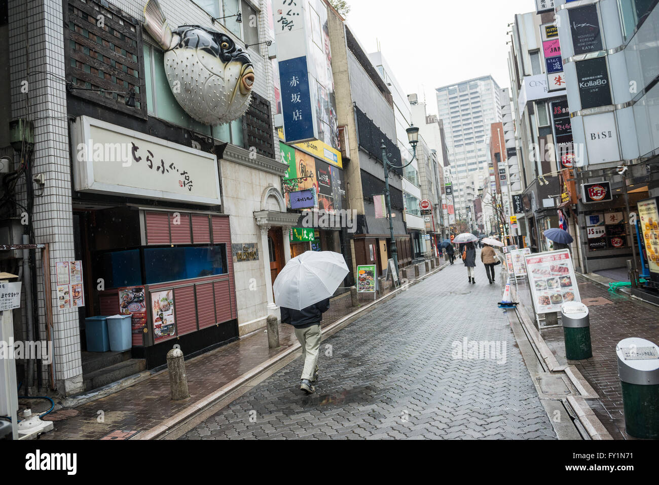 Shops and restaurants in Akasaka district in Minato special ward, Tokyo