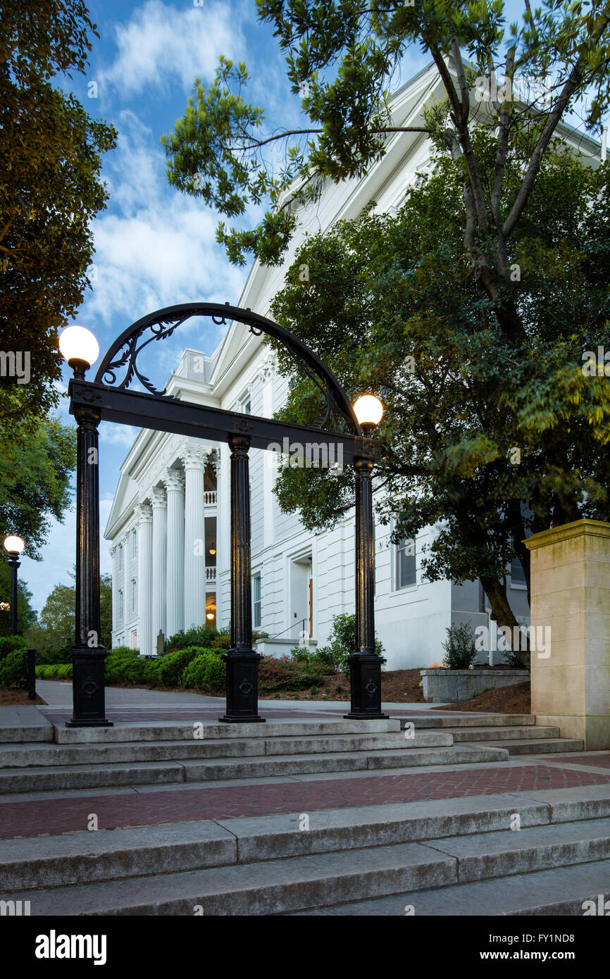 UGA arch at the north entrance to University of Georgia campus, Athens, Georgia, USA Stock Photo