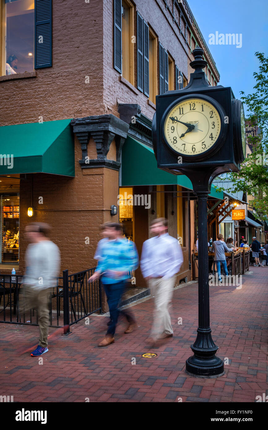 Shops and Cafes in downtown Athens, Georgia, USA Stock Photo