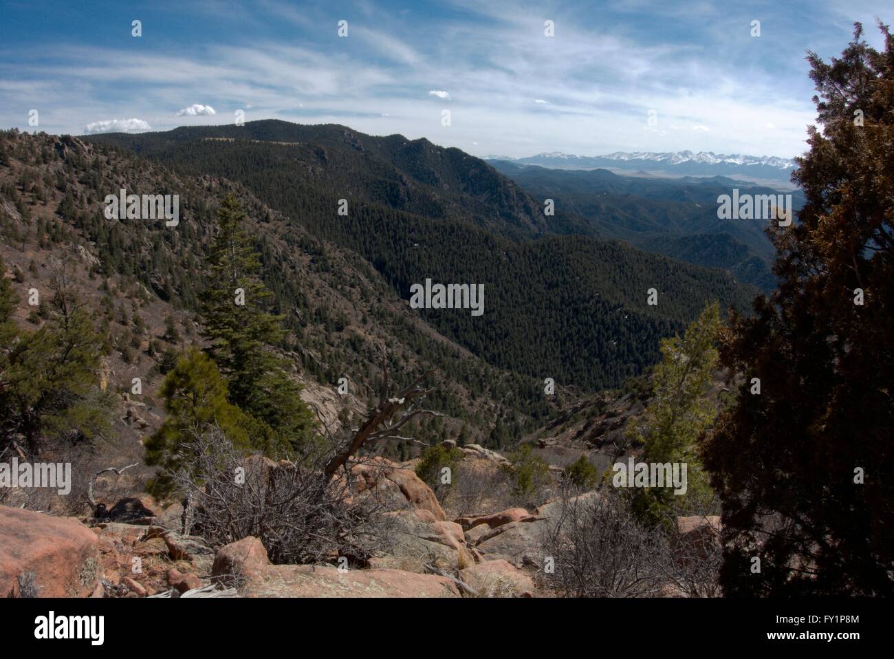 Looking across the Wet Mountains toward the Sangre de Cristo range from ...