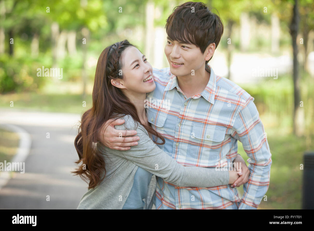 Portrait couple hugging other hi-res stock photography and images - Alamy