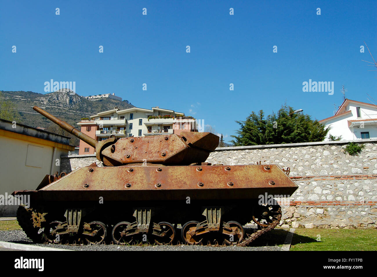 WWII Tank - Monte Cassino - Italy Stock Photo