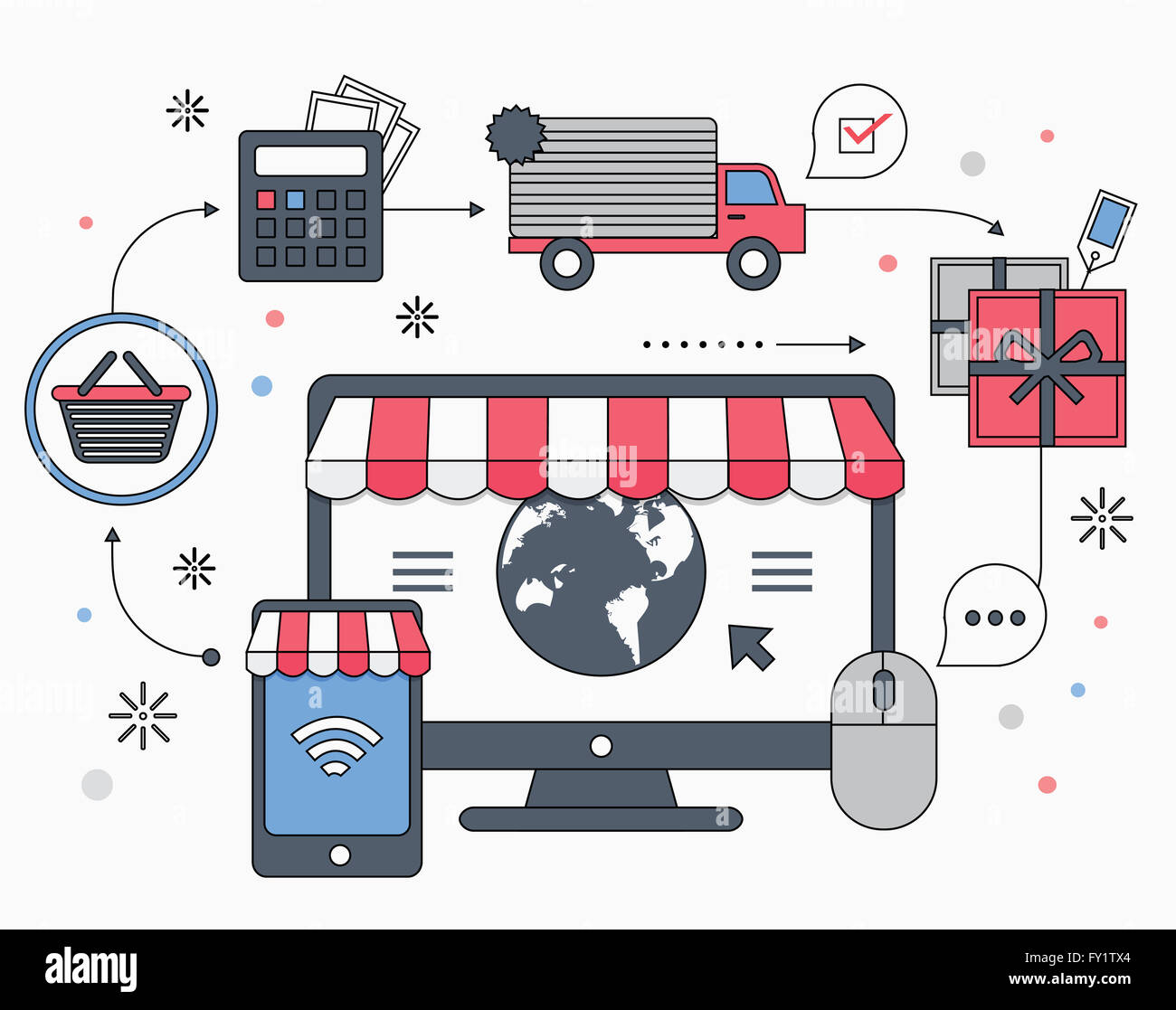 Process of online shopping in illustration Stock Photo - Alamy