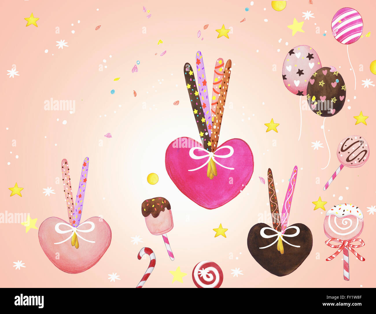 Various illustrated images representing pepero day Stock Photo