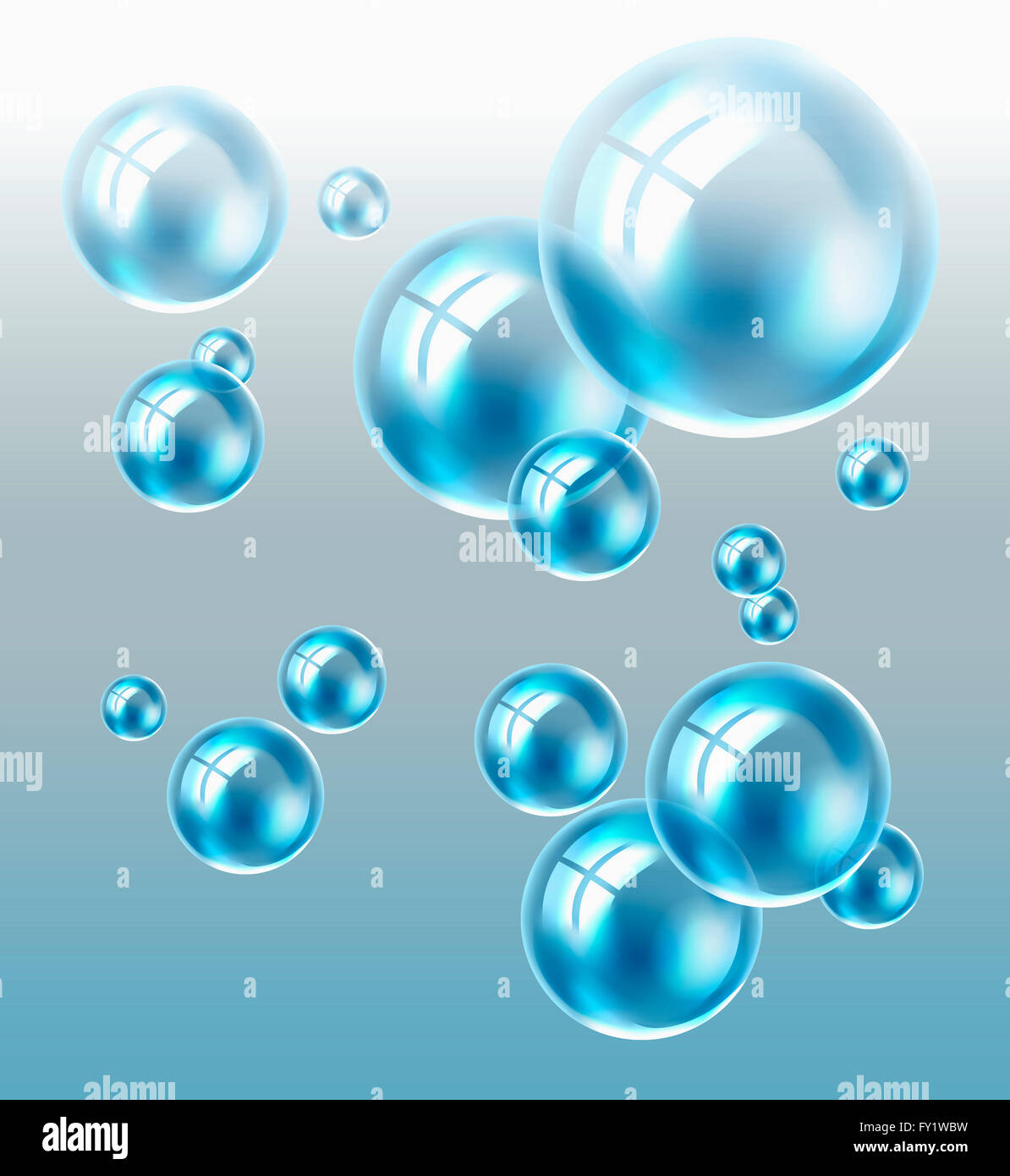 Various blue water drops in illustration Stock Photo - Alamy