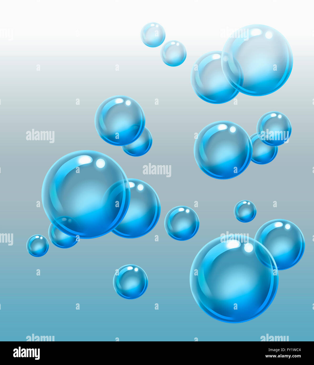 Various blue water drops in illustration Stock Photo - Alamy