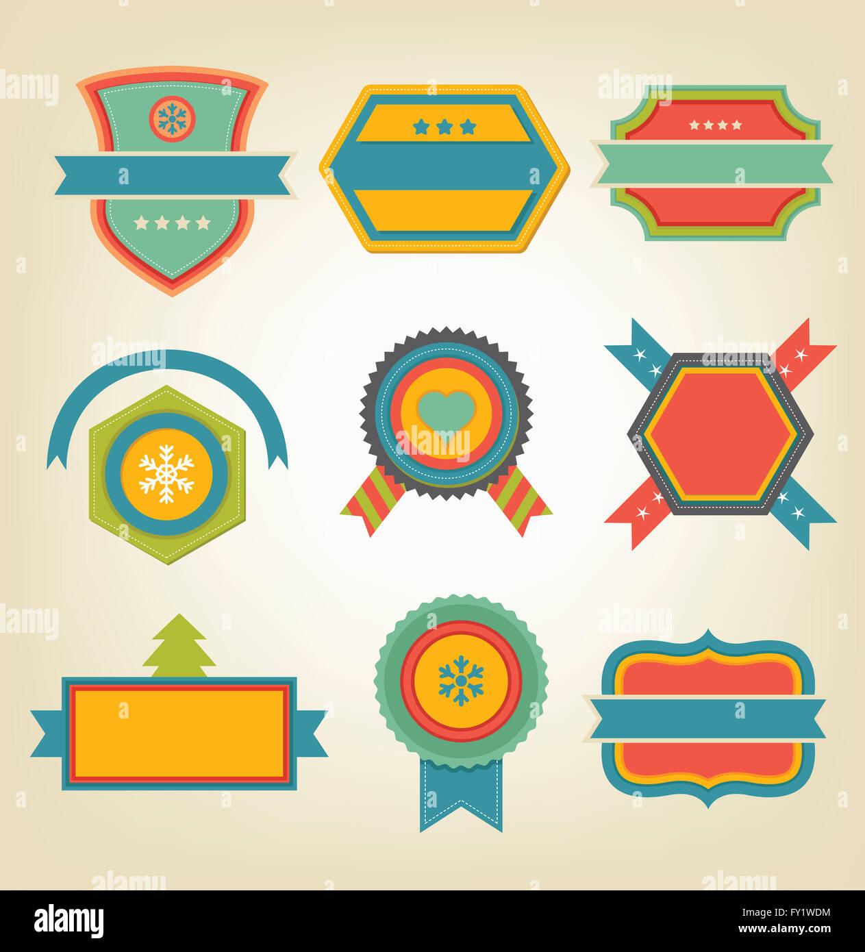 Label Emblems Various labels and emblems with copy space representing Christmas Stock ...