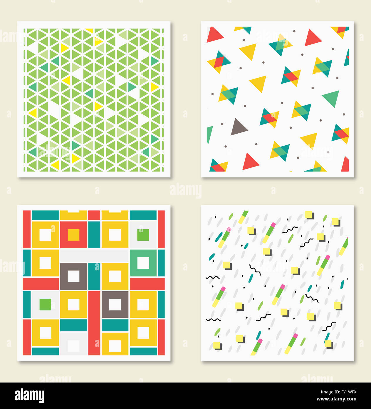 Various colorful geometrical pattern designs in illustration Stock ...