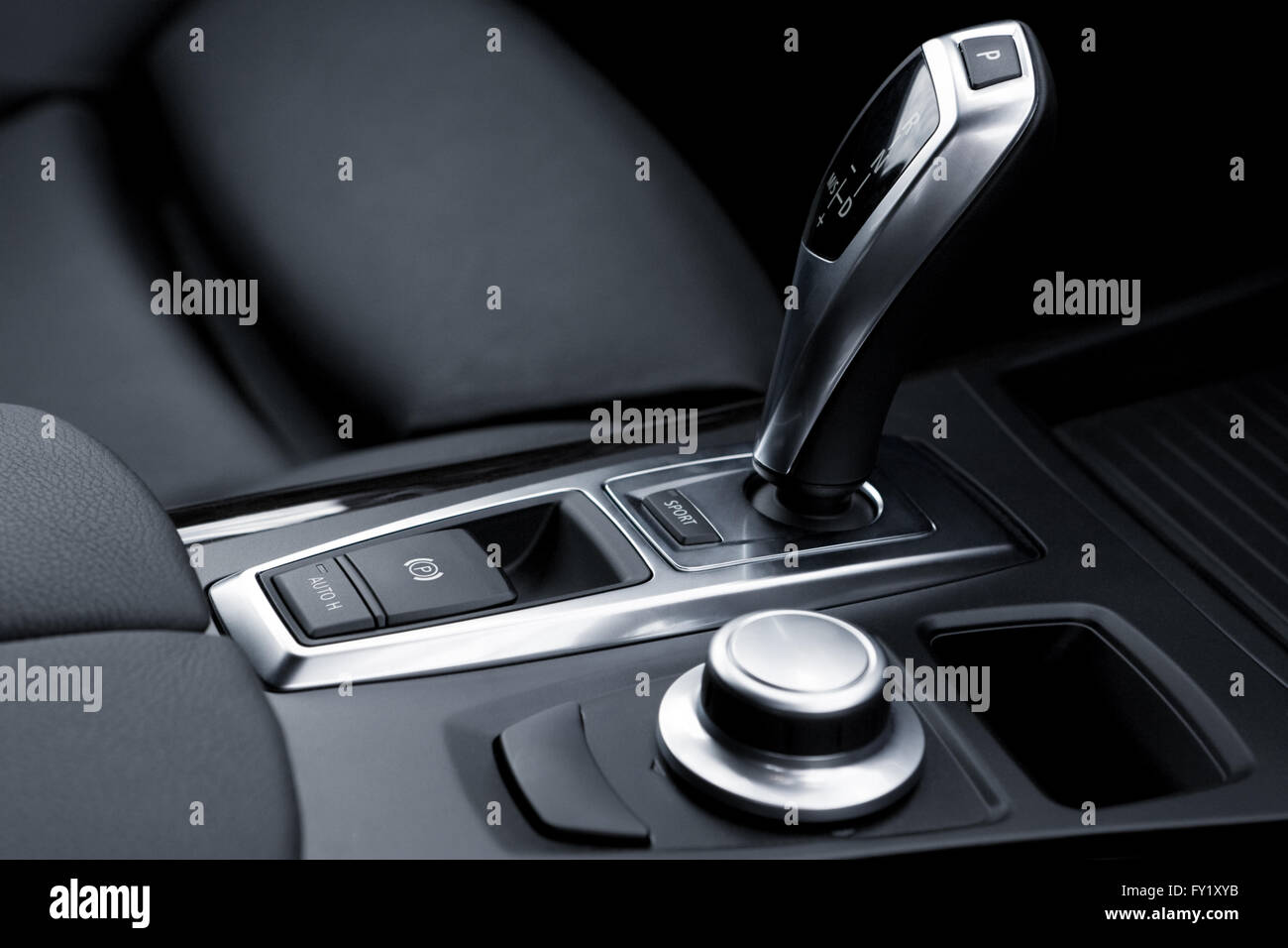 The gearchange lever in the modern car Stock Photo Alamy