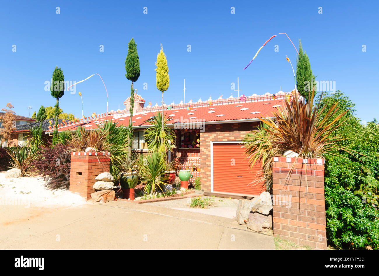 Unusually decorated House, Orange, New South Wales, Australia Stock