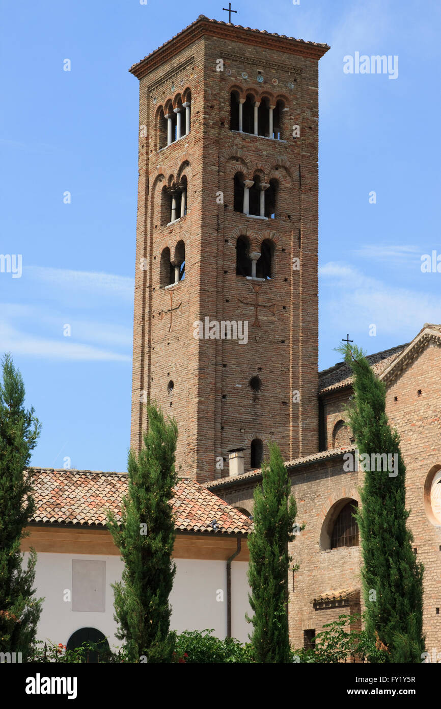 Bell Tower of Basilica di San Francesco in Ravenna, Italy. Stock Photo