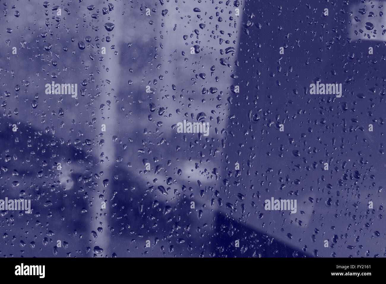 blue glass covered with rain drops Stock Photo - Alamy