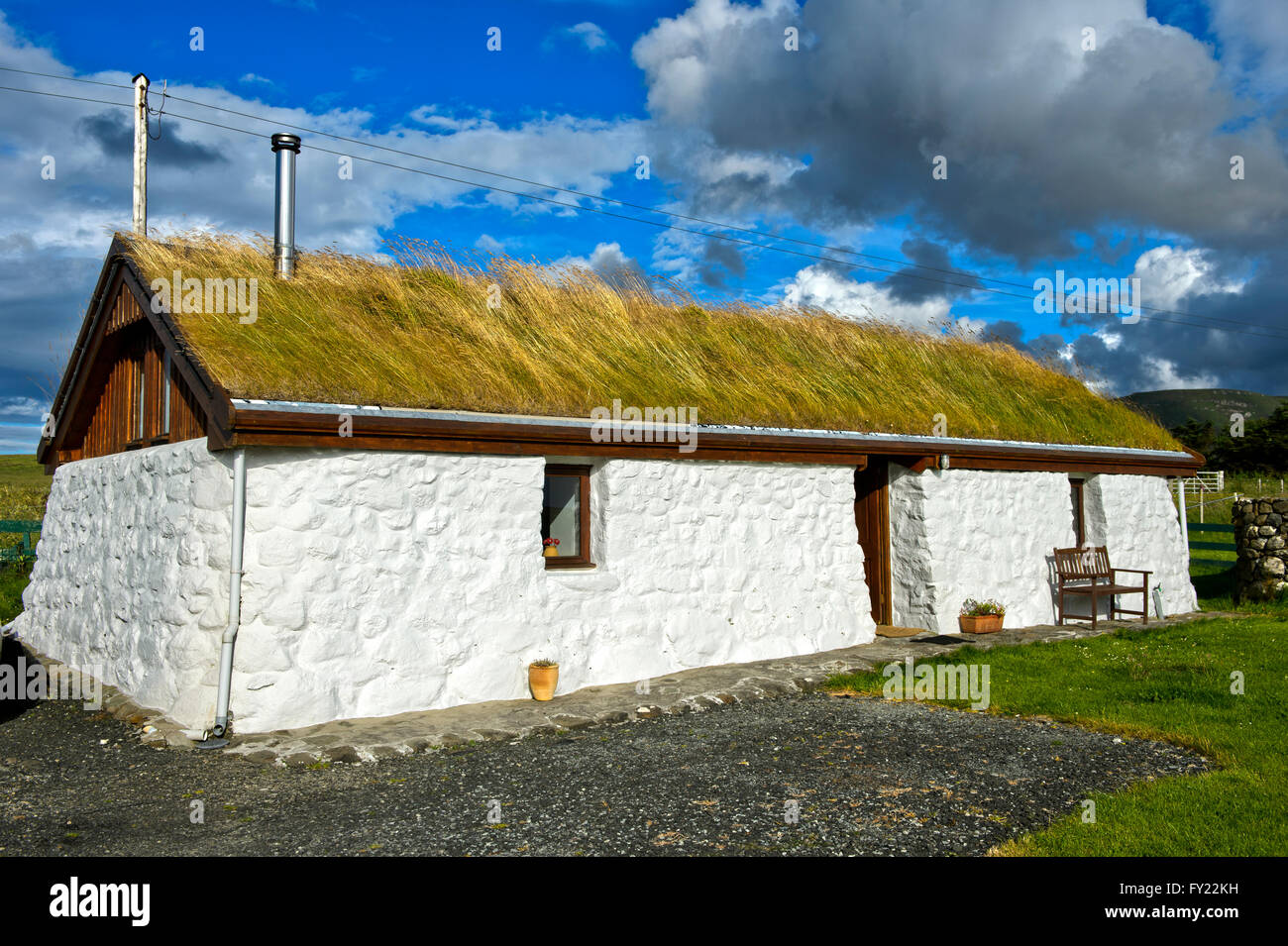 Crofter's cottage, Tawman Cottage, Kilmuir, Isle of Skye, Scotland, United Kingdom Stock Photo