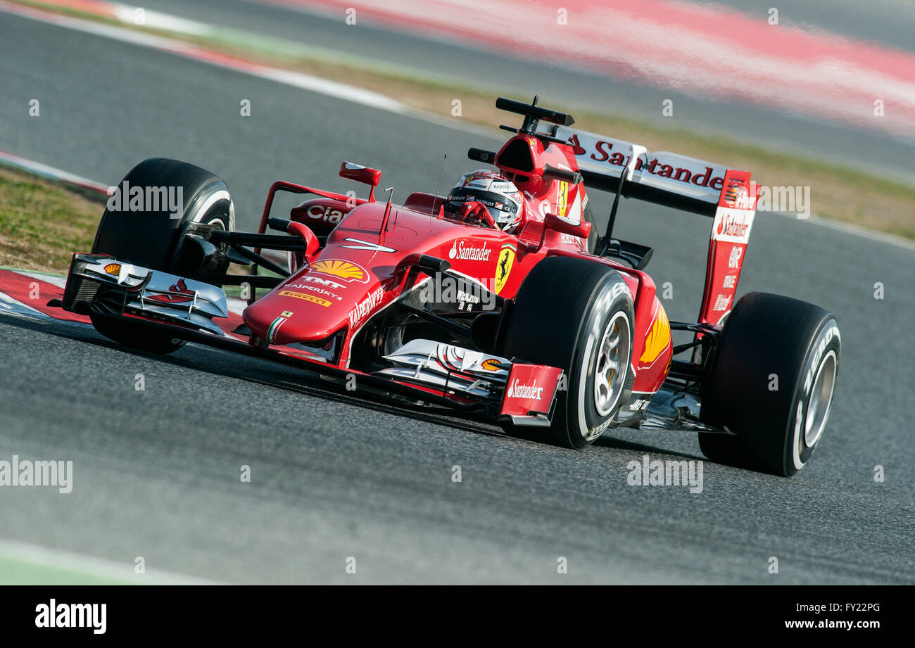 Kimi Raikkonen, FIN, Scuderia Ferrari SF15-T, Formula 1 test runs, Circuit de Catalunya, Barcelona, Spain Stock Photo