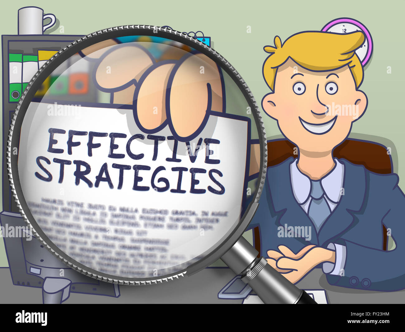 Effective Strategies through Magnifier. Doodle Design Stock Photo Alamy