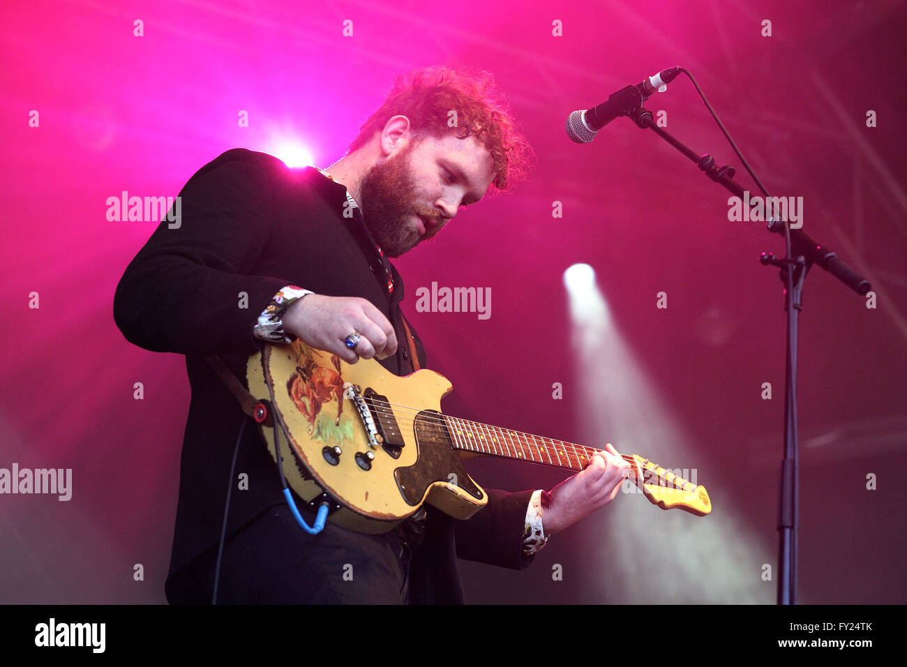 BARCELONA - MAY 29: Caveman (band) performance at Heineken Primavera Sound 2014 Festival (PS14). Stock Photo