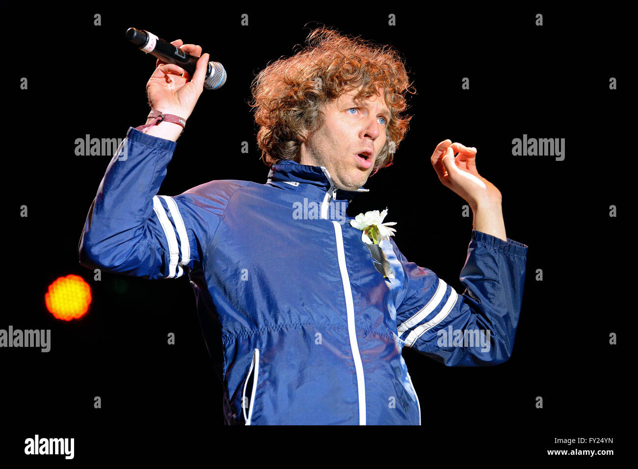 BARCELONA - MAY 30: Chk Chk Chk (dance punk band) performs at Heineken Primavera Sound 2014 Festival (PS14). Stock Photo