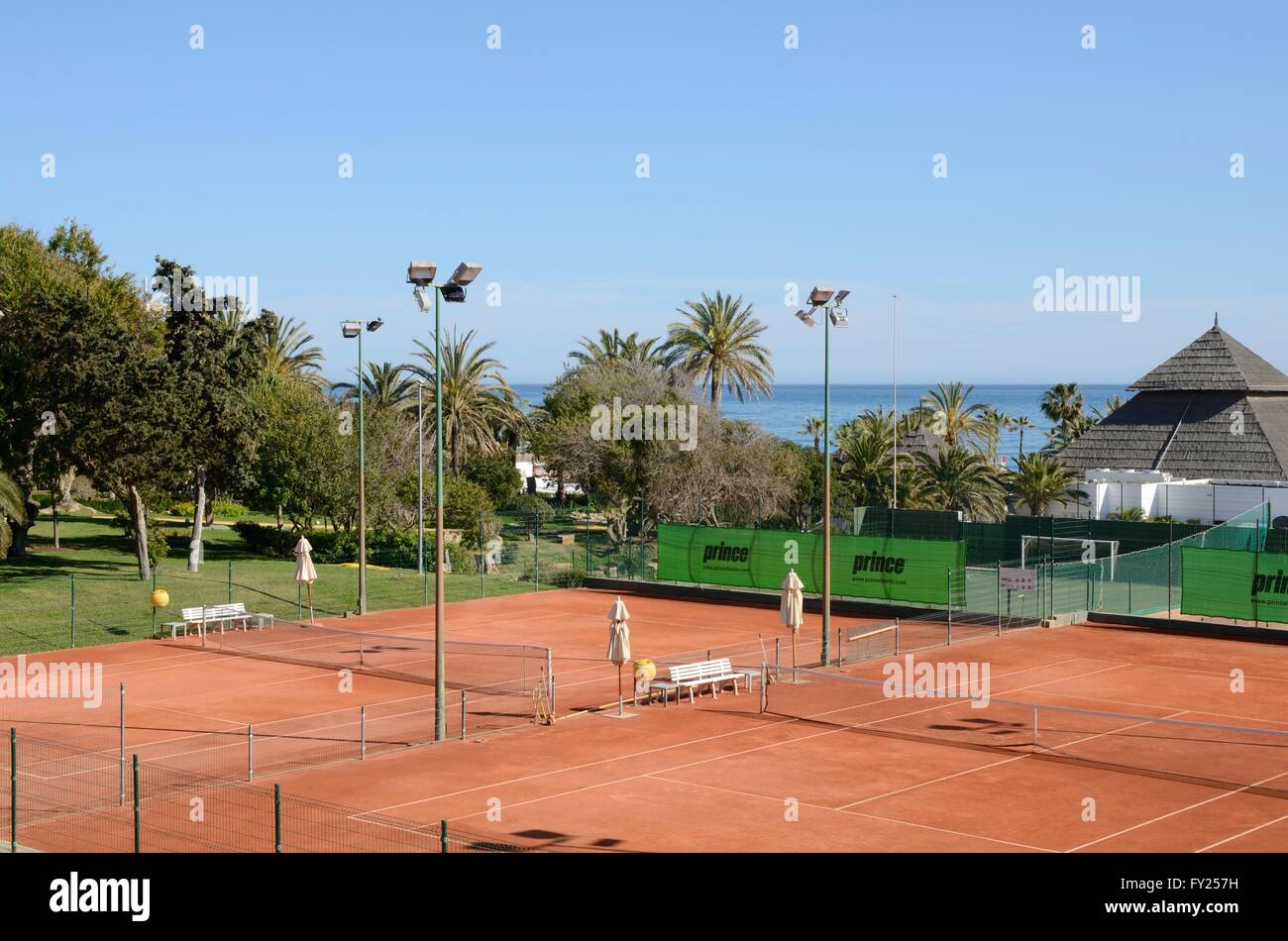 Don Carlos tennis club next to to the beach in Marbella, Spain Stock Photo  - Alamy