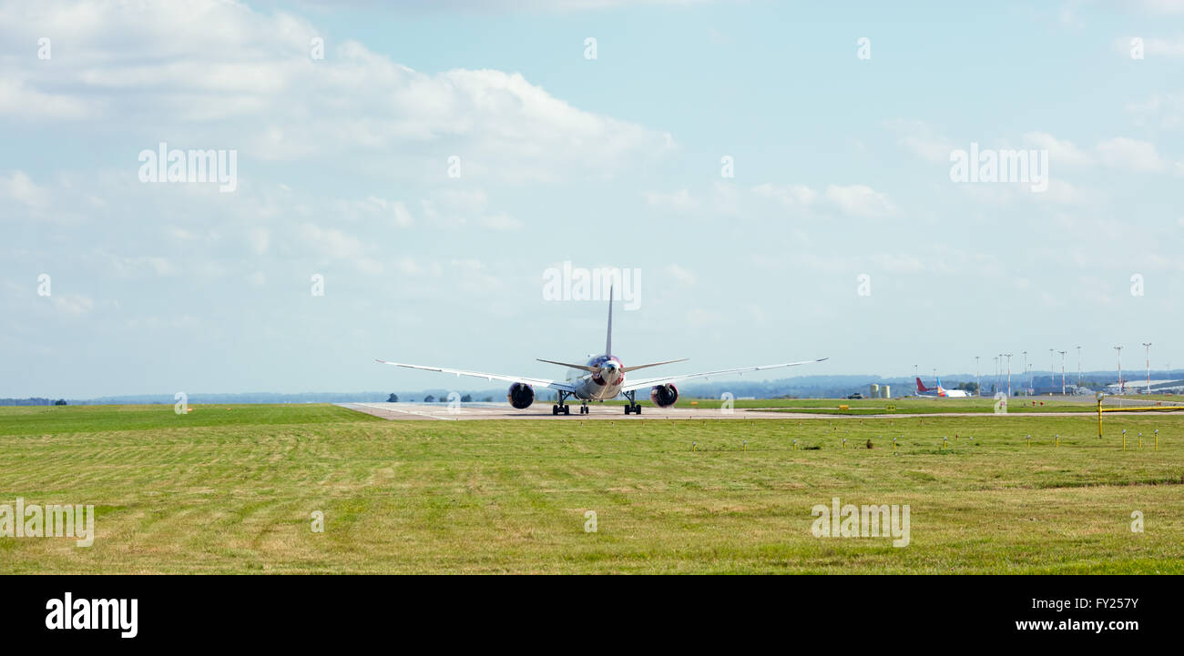 Aircraft on runway Stock Photo
