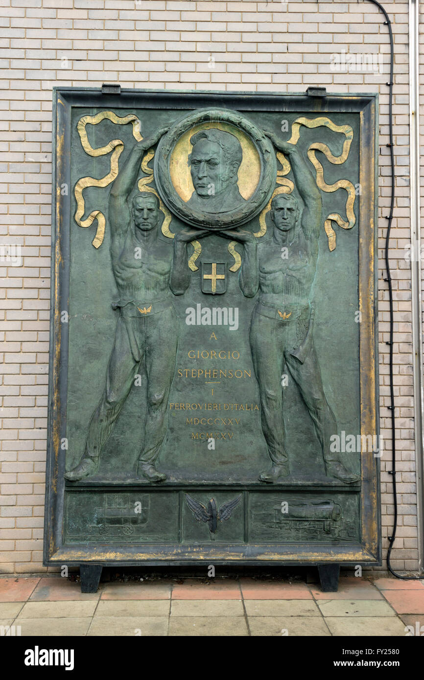 George Stephenson Bronze Plaque Stock Photo - Alamy