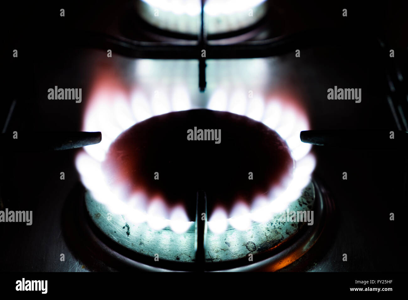 Gas ring on domestic cooker Stock Photo Alamy