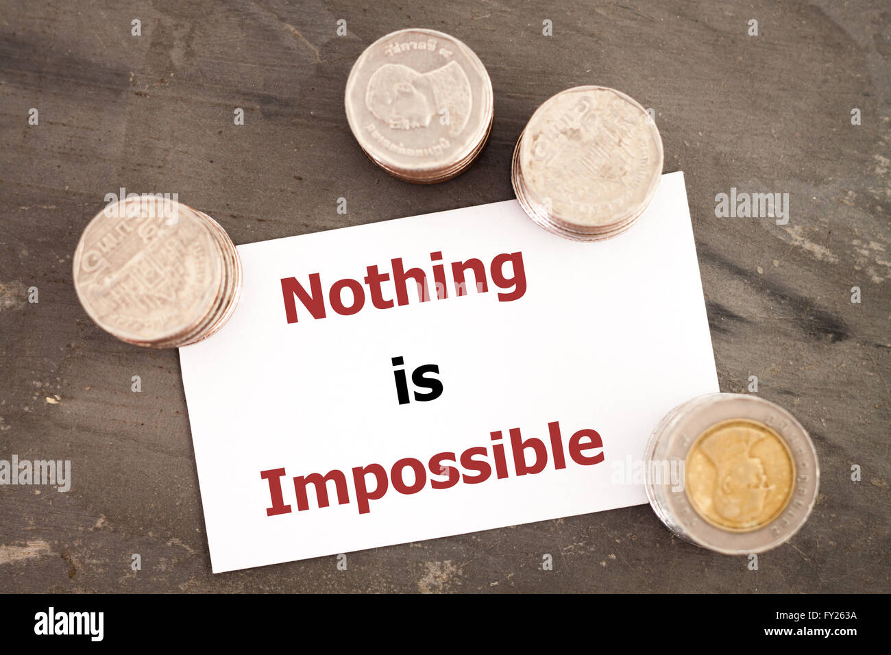 Nothing is impossible inspirational quote, stock photo Stock Photo