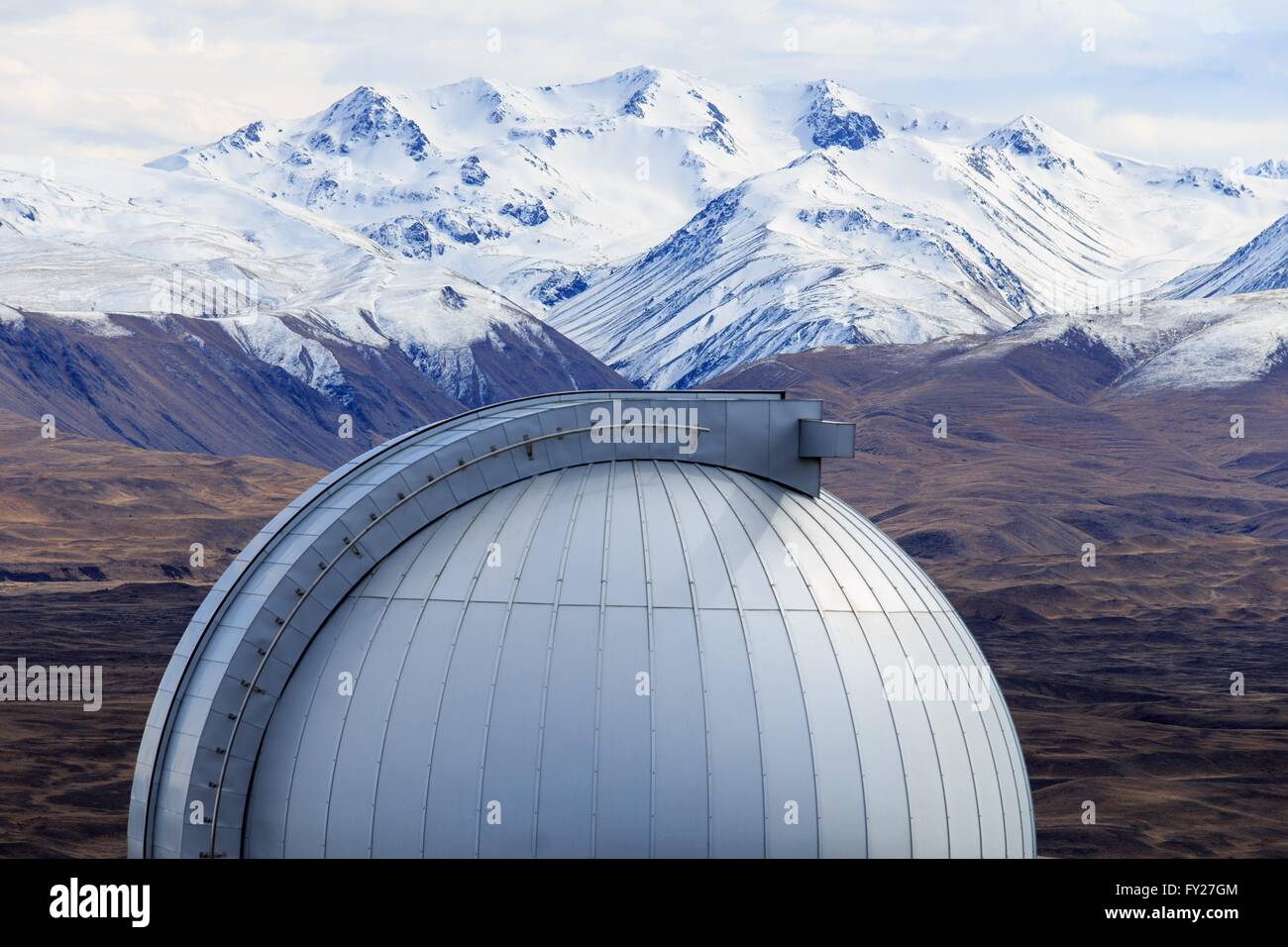 The Mount John Observatory sits above the small town of Tekapo on the South Island of New Zealand Stock Photo