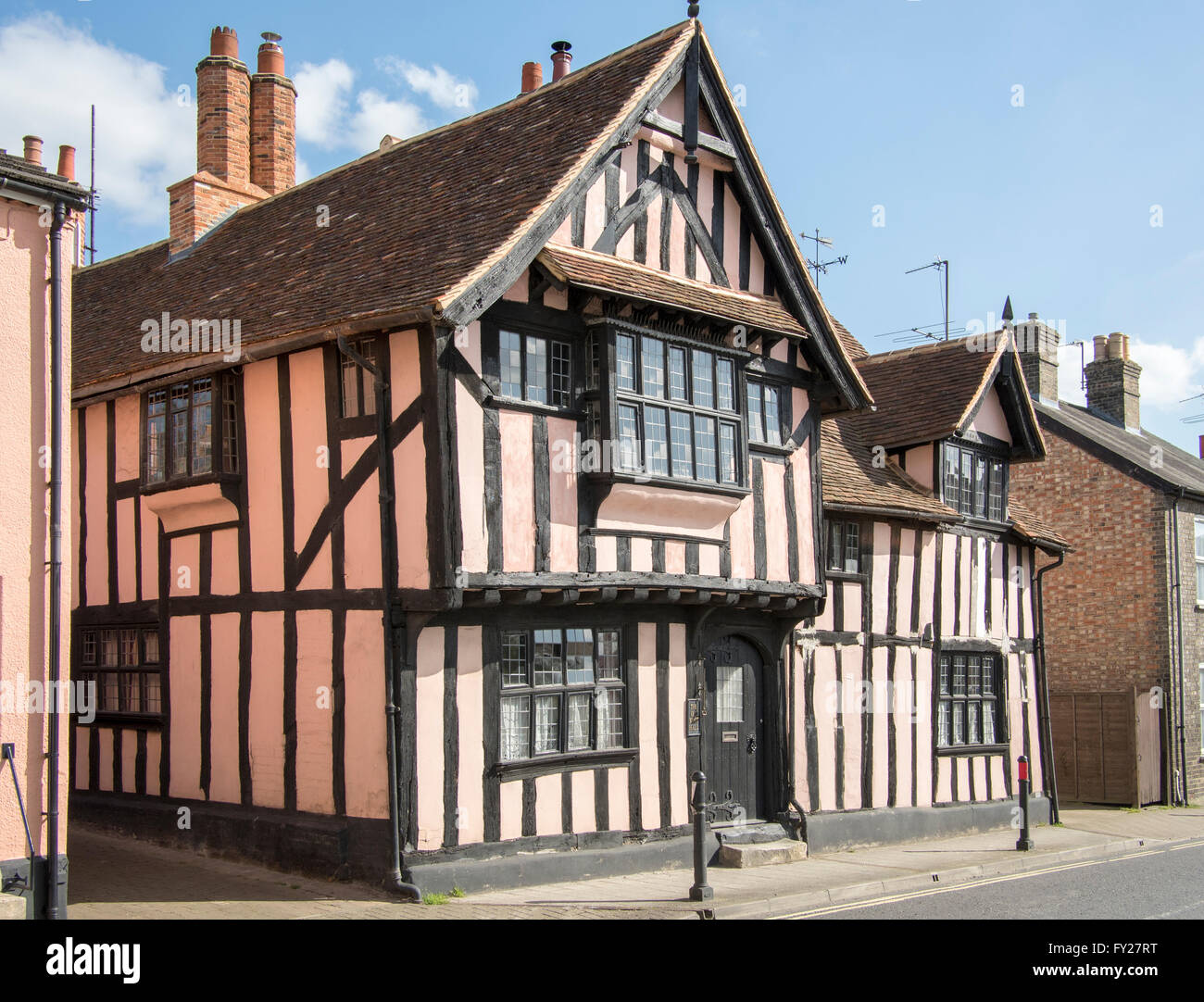 The exterior of the15th Century Old Moot Hall in Sudbury, Suffolk, England. Stock Photo