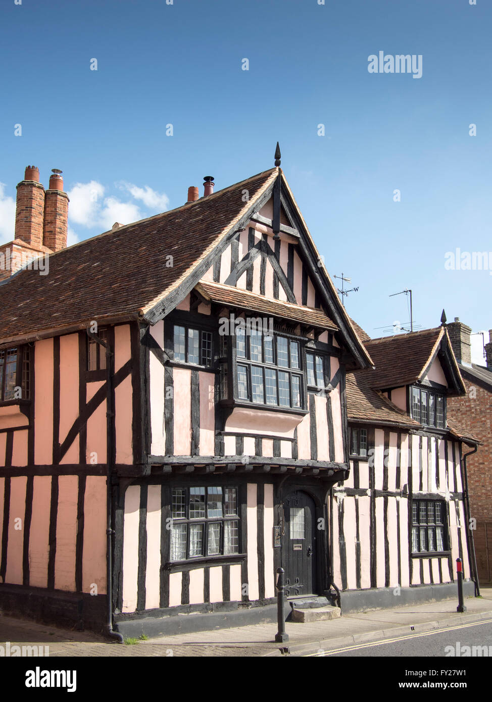 The exterior of the15th Century Old Moot Hall in Sudbury, Suffolk, England. Stock Photo