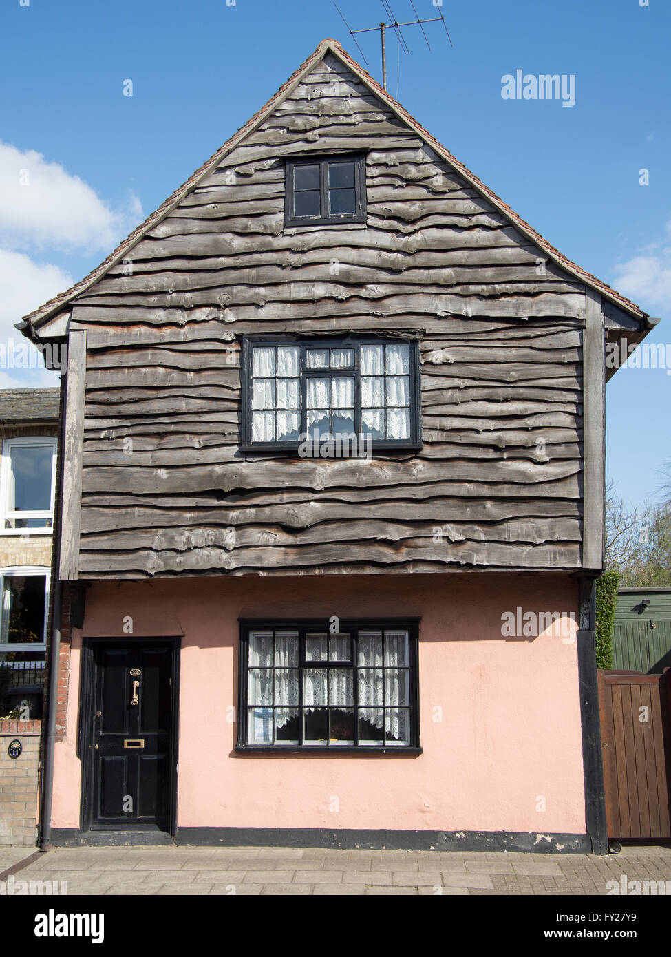 An old timber-fronted detached house in Sudbury, England. Stock Photo