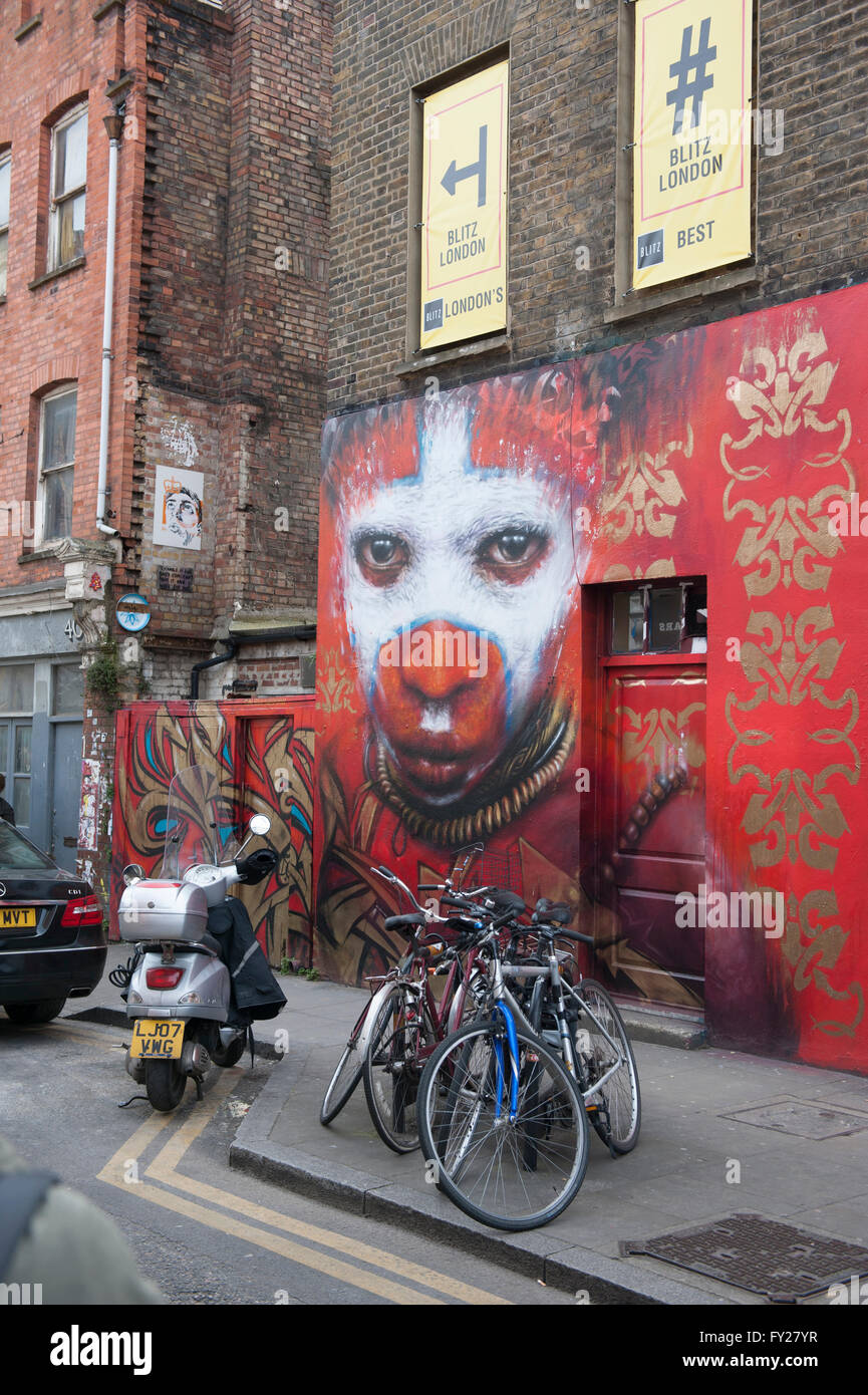 A mural by Dale Grimshaw in Hanbury Street East London Brick Lane Stock Photo