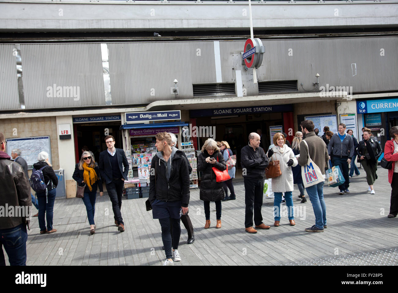 Sloane Square crossing to Underground - London UK Stock Photo