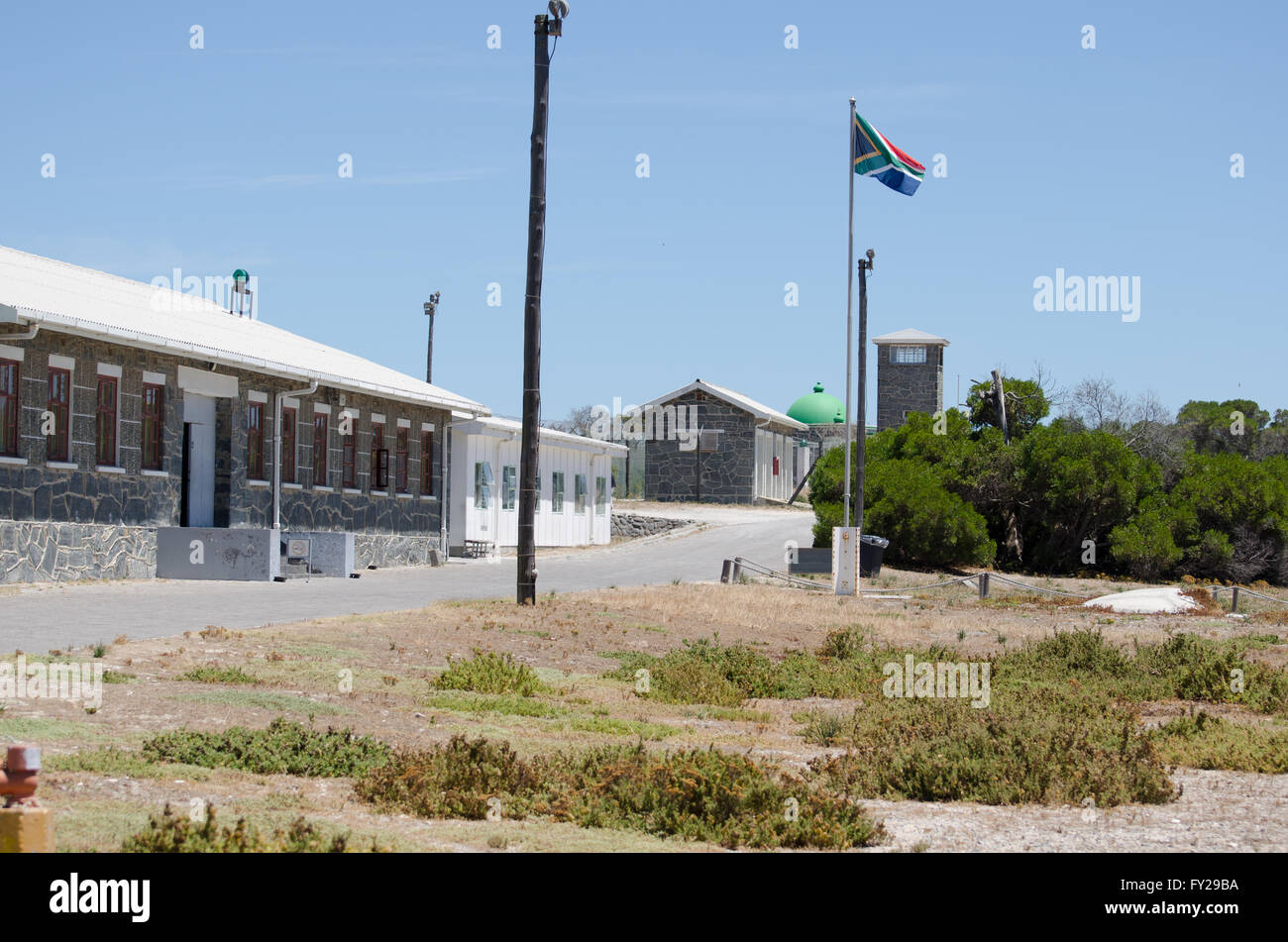 Front Entrance of Prison on Robin Island Cape Town Stock Photo