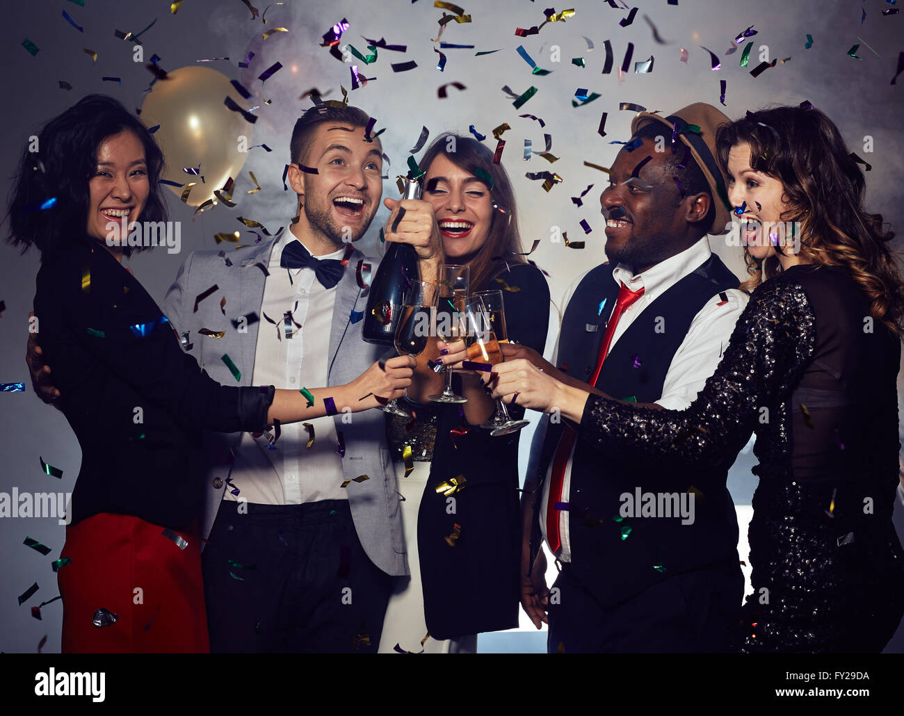 Party with confetti Stock Photo