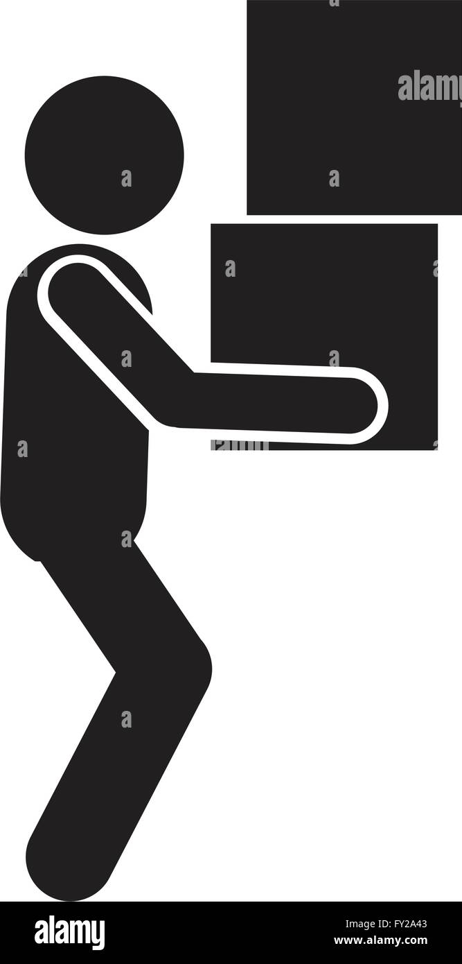 Man Moving Box Pictogram Icon Illustration design Stock Vector Image ...