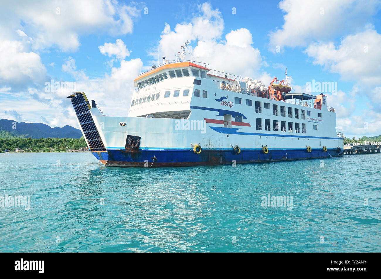 A big ferry ship in Bawean island Stock Photo