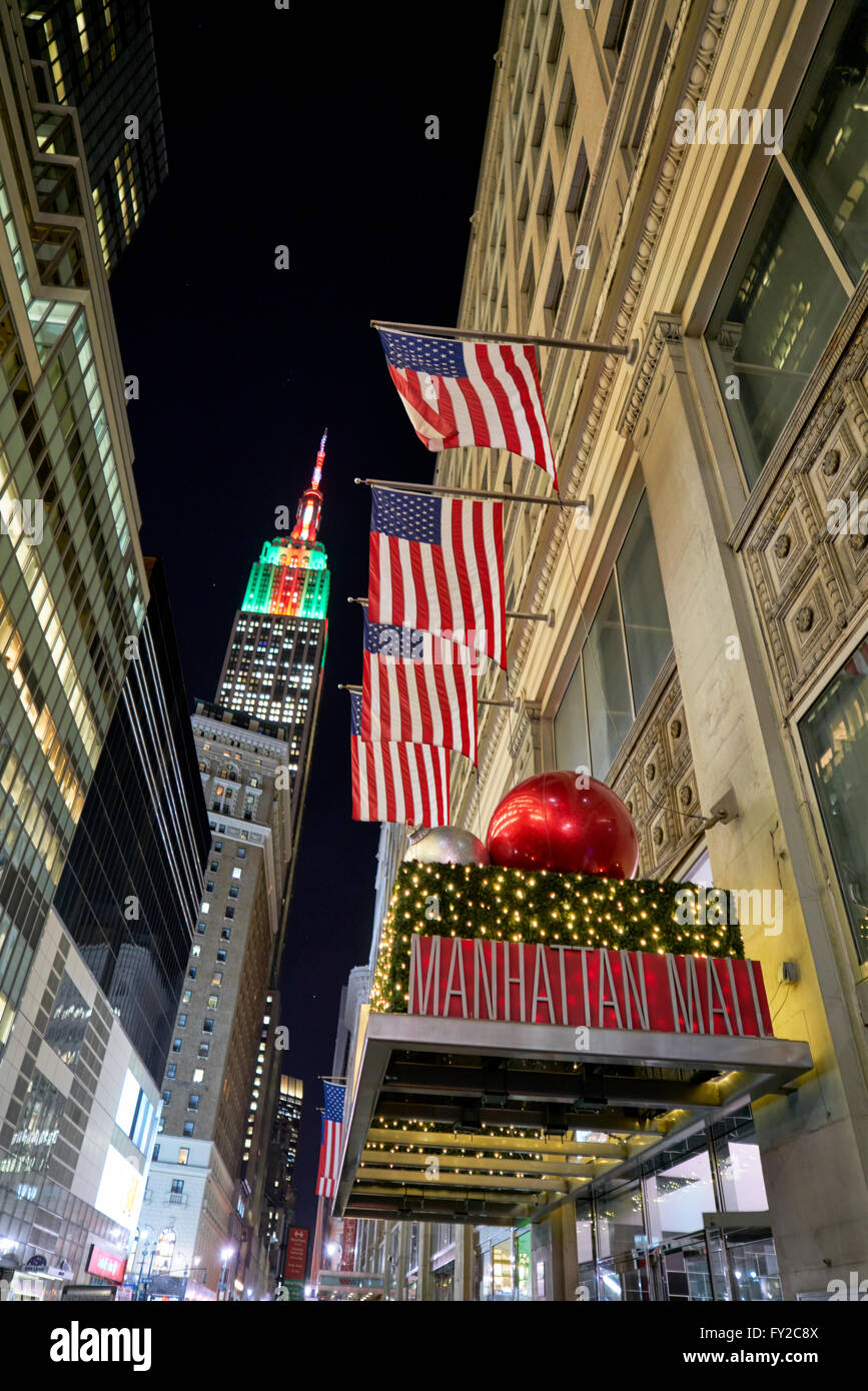 Illuminated Empire State Building. New York Stock Photo